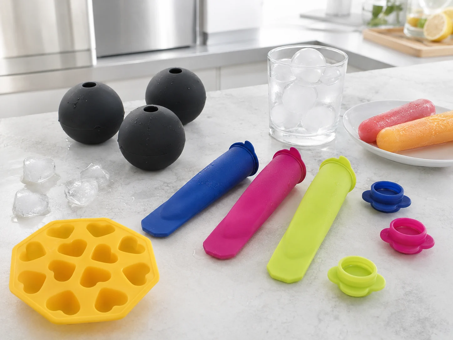 Silicone ice and cold-drink molds
